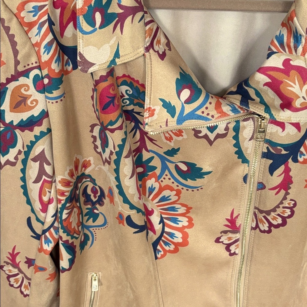 Chico’s Artisanal Faux Suede Printed Jacket SZ XXL Boho Western Desert Festival - Picture 7 of 11